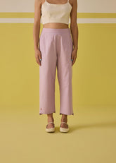 A Model Wearing Poplin Lavender Summer Organic Cotton Trousers, curated by Only Ethikal